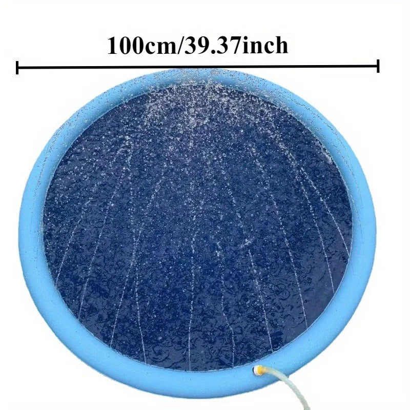 Heavy-Duty Outdoor Pet Bathing Basin with Spray Function - Non-Slip Dog Water Play Mat for Summer Fun and Pet Bathing