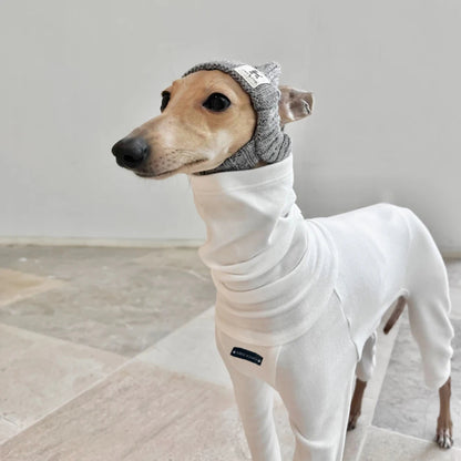 4-legged Cotton White Jumpsuit for Italian Greyhound Wellingtonian Spring High Neck Sweatshirt Winter Undercoat for Whippet