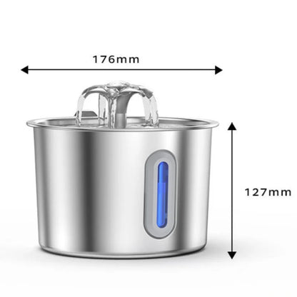 2.2L Stainless Steel Pet Water Dispenser with Dual Outlet Mode and Flower Outlet Design Makes Pets Enjoy Drinking Water More