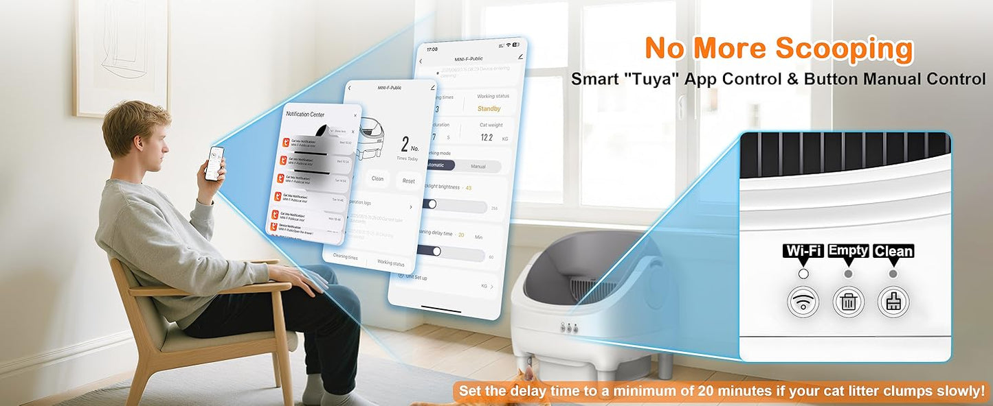 Open-top automatic cat litter box