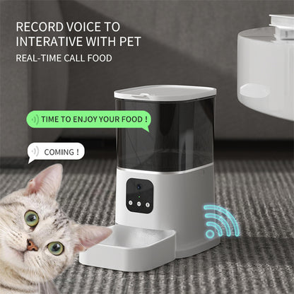 pet automatic feeder large capacity smart voice recorder APP WiFi timer UK Happy Furry