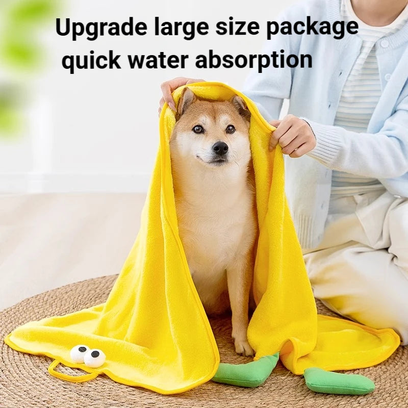 Cute Pet Towel for Dogs Cats，Quick Dry Microfiber Towel, Soft Fluffy Puppy Kitten Bath Towel, Fast Drying Pet Grooming Towel