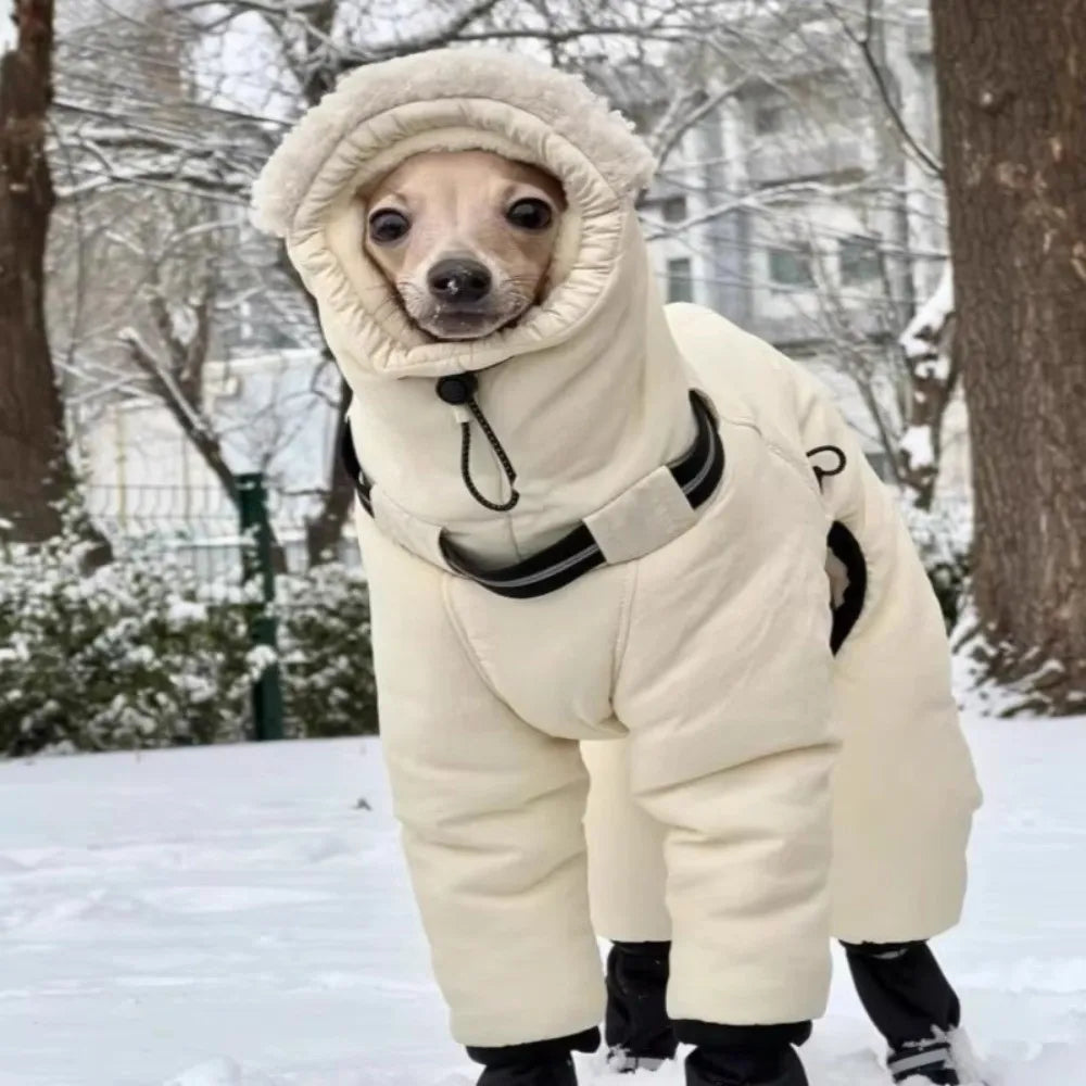 Fashion Waterproof Winter Dog Jumpsuit Thickened Fleece Warm Winter Dog Jacket Big Full Cover Big Dog Clothes Greyhound Whippet