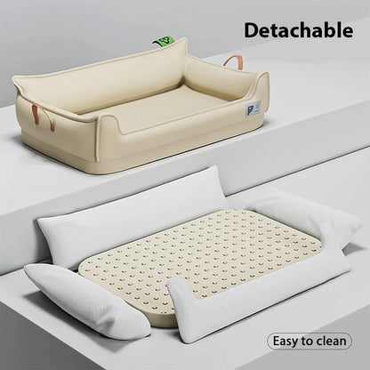 Orthopedic Leather Dog Bed Sofa | Waterproof Machine Washable | Happy Furry UK