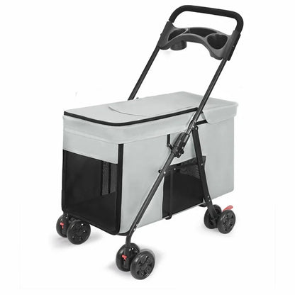 Large Dog Pet Stroller Foldable Multifunctional Outdoor All Terrain Portable Travel Carrier Dog Stroller Cat Stroller Dog Cart