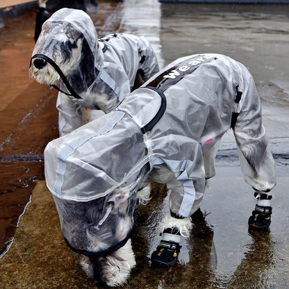 upgraded four legged waterproof all inclusive dog raincoat UK Happy Furry