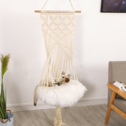 handmade macrame pet swing cage four seasons cat dog hanging bed UK Happy Furry