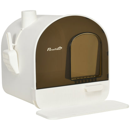 PawHut hooded cat litter box kitten tray lid scoop filter flap door UK Happy Furry