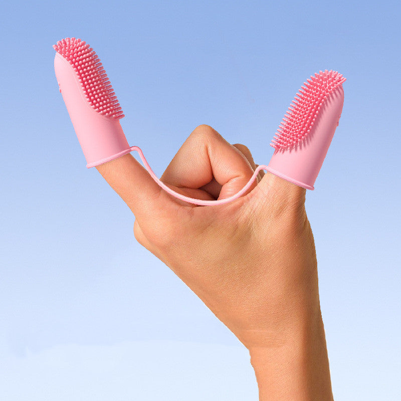 Pet finger toothbrush set designed for effective dog and cat dental care.