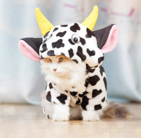 cow costume dog cat hooded sweatshirt jumpsuit warm winter UK Happy Furry