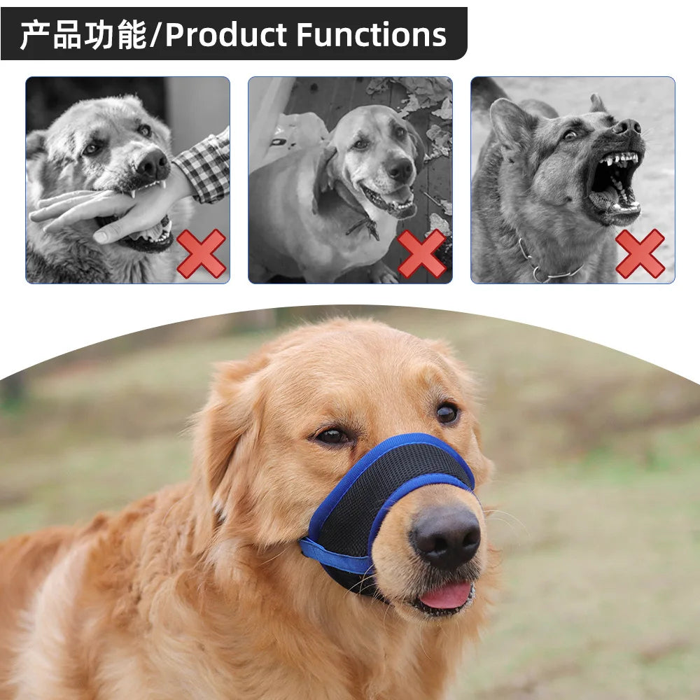 Dog Muzzle Anti Barking Pet Adjustable Anti-Bite Puppy Breathable Soft Dog Mouth Cover Elastic Strap Pet Supplies Basket Muzzle