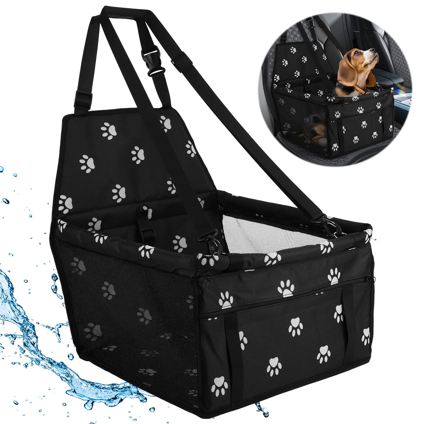 Dog Car Seat Dog Booster Car Seat Breathable Folding Pet Car Seat Waterproof Puppy Travel Carrier for Small Medium Dog