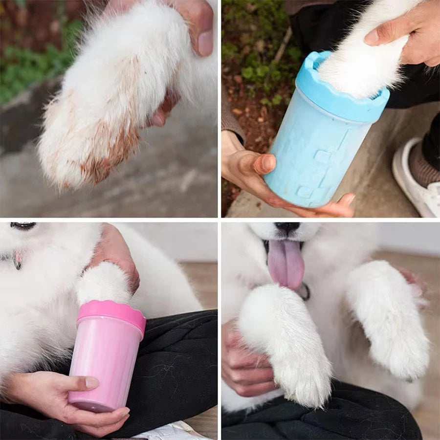 1Pc Pet Plastic Foot Wash Cup XL Large size silicone brush Dog cat clean foot mud removable cleaning Foot