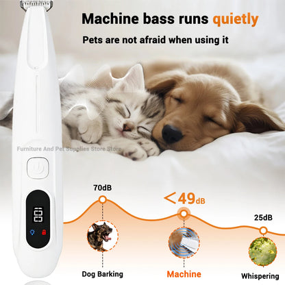 New LED/UV light dog paw trimmer fully waterproof pet hair trimmer with LED anti misoperation display screen dog and cat trimmer