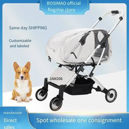2026 Transparent Pet Stroller for Small Medium Dogs, Lightweight Foldable Detachable Dog Walking Cart, Portable Outdoor Carrier