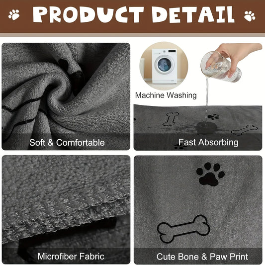 1pc Quick-Drying Microfiber Dog Towel Absorbent Pet Bath Product Fiber Quick-drying Bath Towel Car Wiping Cloth Pet Supplies   | FREE SHIPPING