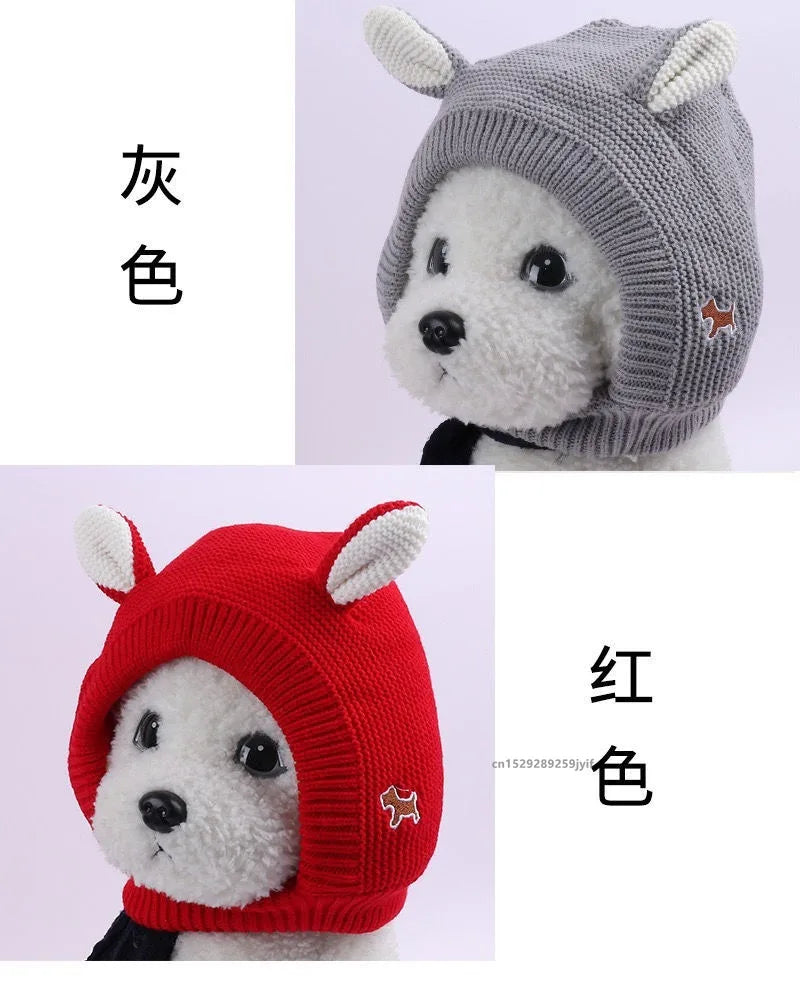 Dog Hat Winter Warm Ear Muffs Noise Protection Windproof Pet Ears Covers For Small Medium Puppy Accessories Knitted Earmuffs