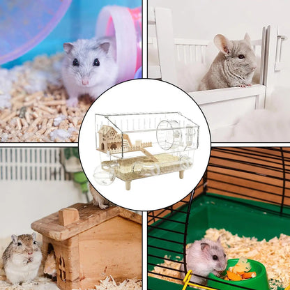 Large Syrian Hamster Cage, Deluxe Double-Layer Hamster Cage, Small Pet Breeding Box, Transparent Acrylic Hamster House