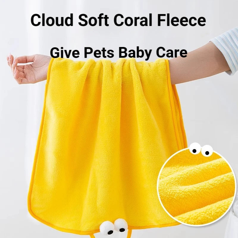 Cute Pet Towel for Dogs Cats，Quick Dry Microfiber Towel, Soft Fluffy Puppy Kitten Bath Towel, Fast Drying Pet Grooming Towel