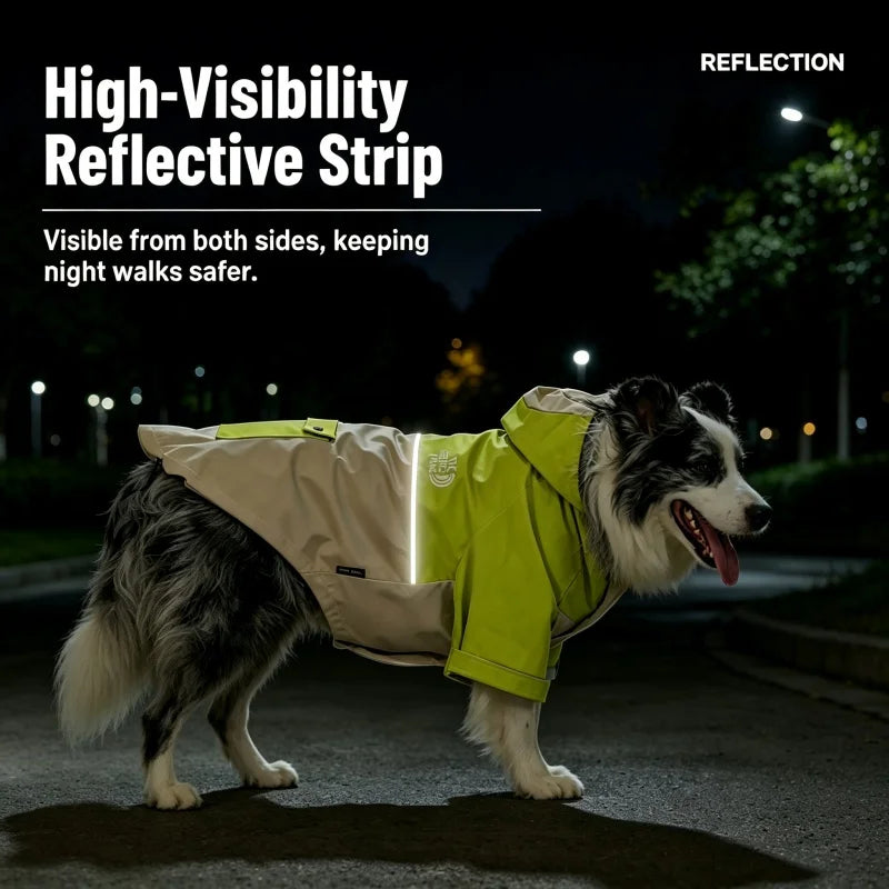 Lightweight Dog Rain Jacket Water‑Repellent Windproof Coat with Reflective Strip Drawstring Adjustable Outdoor Pet Clothes