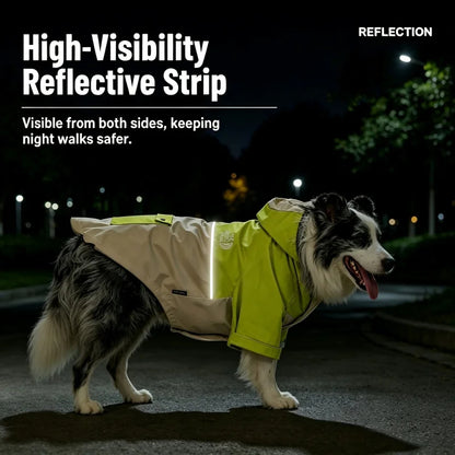 Lightweight Dog Rain Jacket Water‑Repellent Windproof Coat with Reflective Strip Drawstring Adjustable Outdoor Pet Clothes
