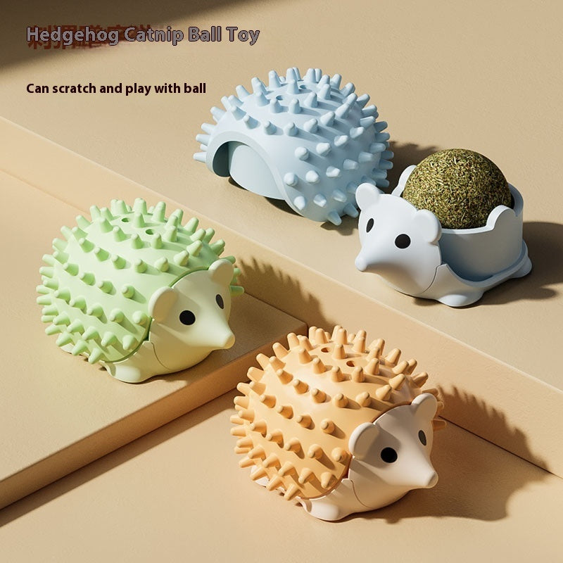cat toy hedgehog scratching catnip ball relieving stuffy UK Happy Furry
