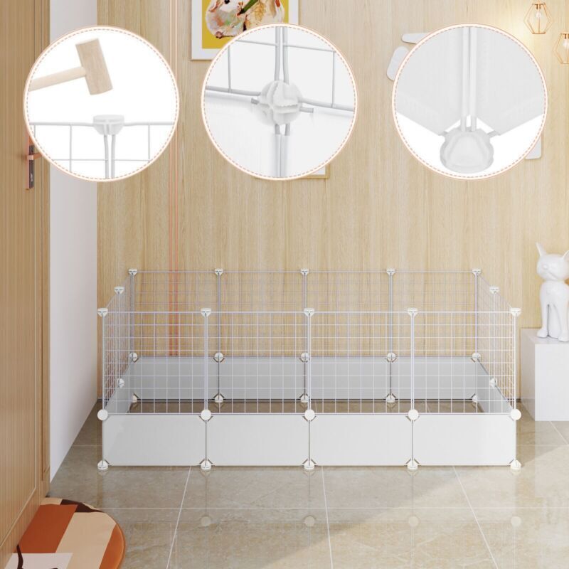 24 panel DIY pet fence enclosure dog pen puppy rabbit playpen indoor UK Happy Furry