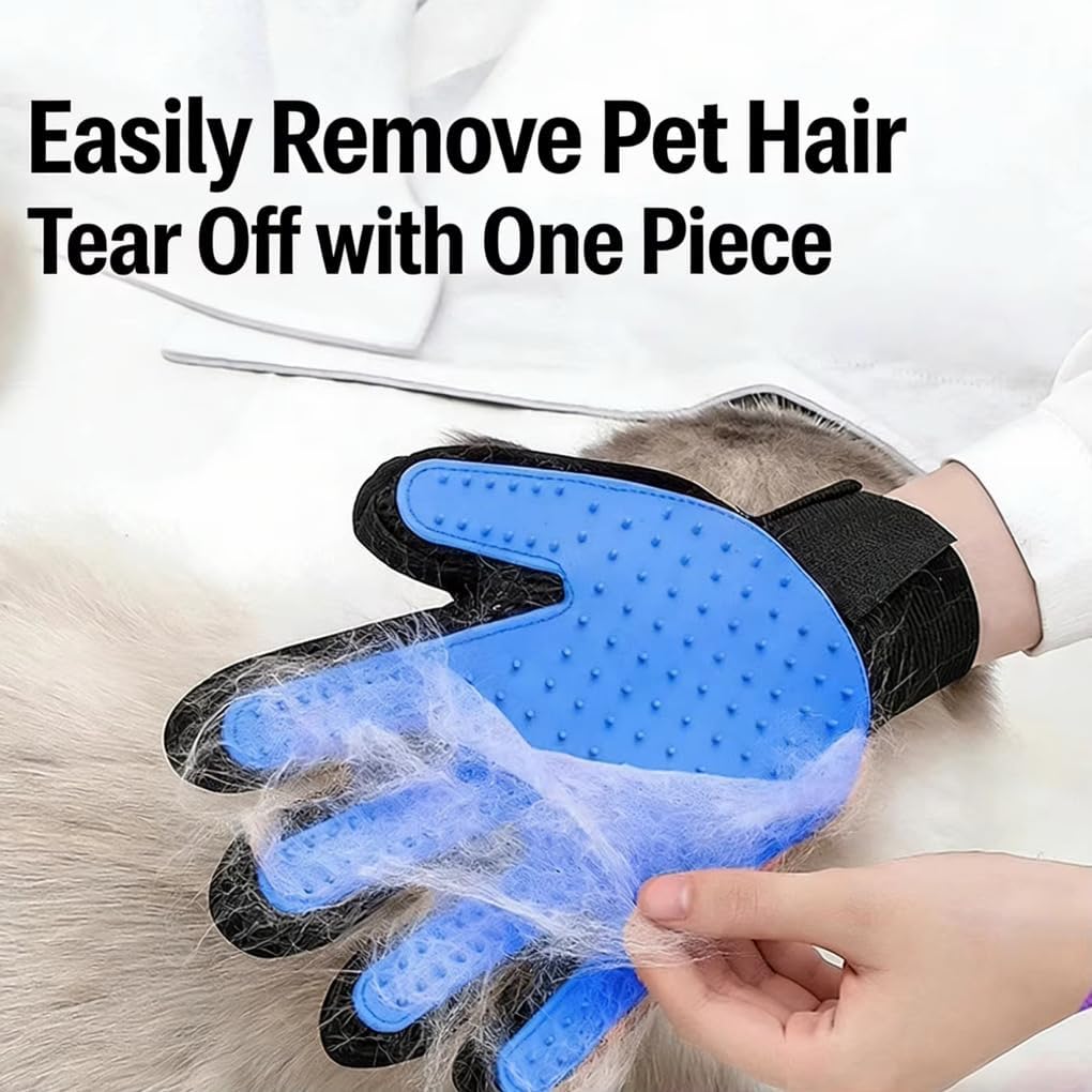 Pet Grooming Glove for Dogs & Cats – Deshedding Brush Mitt, Gentle Hair Remover, Bath & Massage Tool, Right Hand