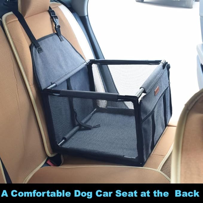 Waterproof Pet Dog Car Seat Booster Carrier Box and Basket with Seat Belt Harness Restraint for Puppy Cat Travel