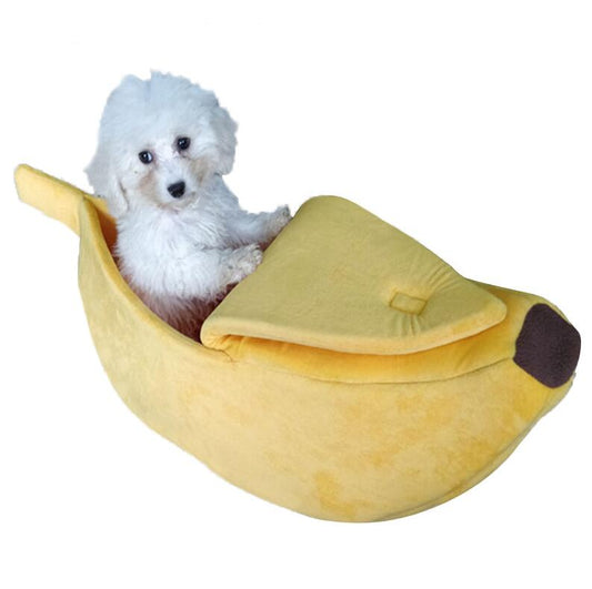 banana shape dog bed cute pet kennel warm sofa sleeping UK Happy Furry