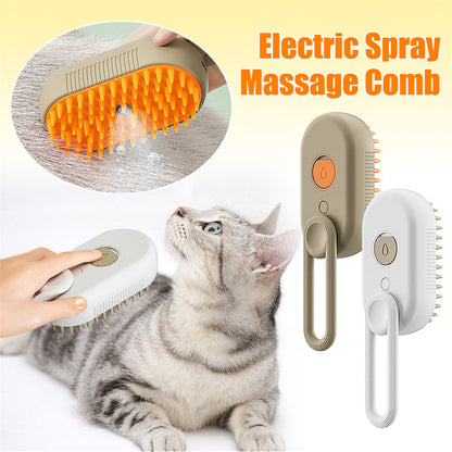 cat steam brush 3 in 1 electric spray grooming comb hair removal UK Happy Furry