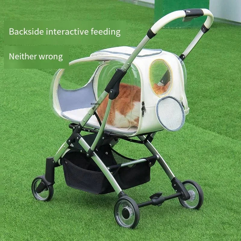 2026 Transparent Pet Stroller for Small Medium Dogs, Lightweight Foldable Detachable Dog Walking Cart, Portable Outdoor Carrier