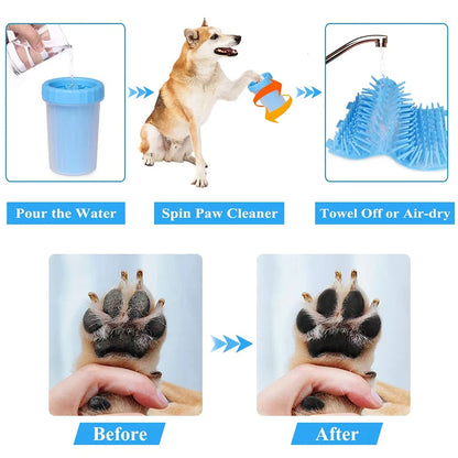 1Pc Pet Plastic Foot Wash Cup XL Large size silicone brush Dog cat clean foot mud removable cleaning Foot