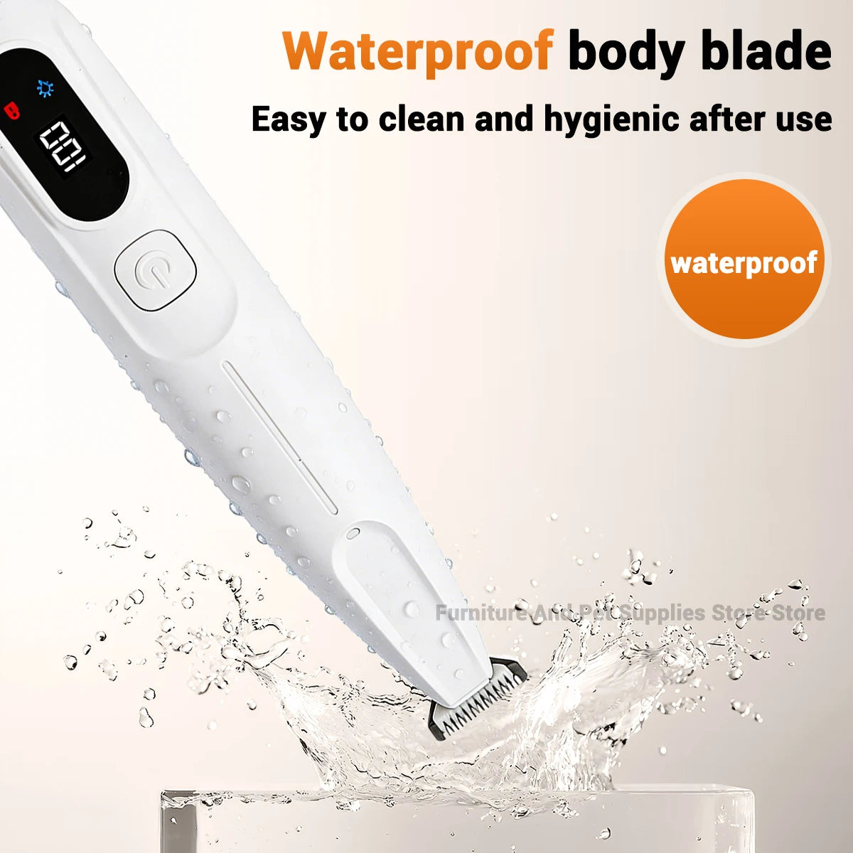 New LED/UV light dog paw trimmer fully waterproof pet hair trimmer with LED anti misoperation display screen dog and cat trimmer