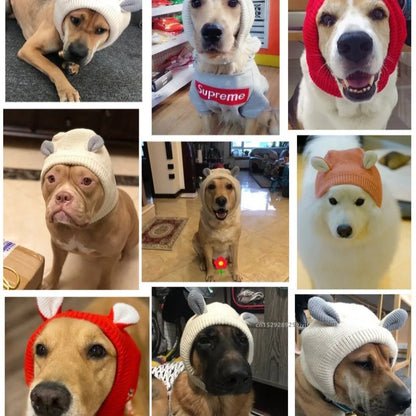 Dog Hat Winter Warm Ear Muffs Noise Protection Windproof Pet Ears Covers For Small Medium Puppy Accessories Knitted Earmuffs