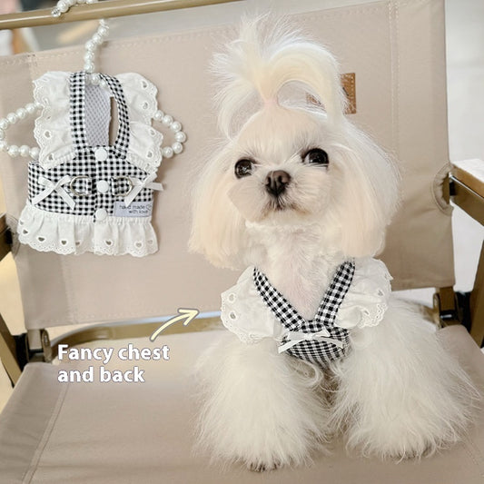 thin chest back pet dog cat clothes pastoral skirt UK Happy Furry