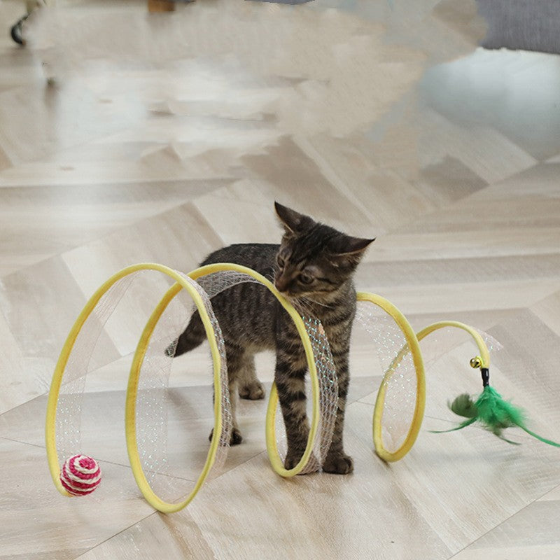 cat toys mouse shape balls foldable tunnel funny stick simulation UK Happy Furry