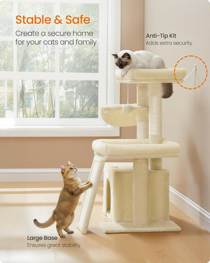 Cat Tree Tower Condo with 2 Beds, Scratching Posts and Ramp, for Small and Medium Cats   | FREE SIPPING    |