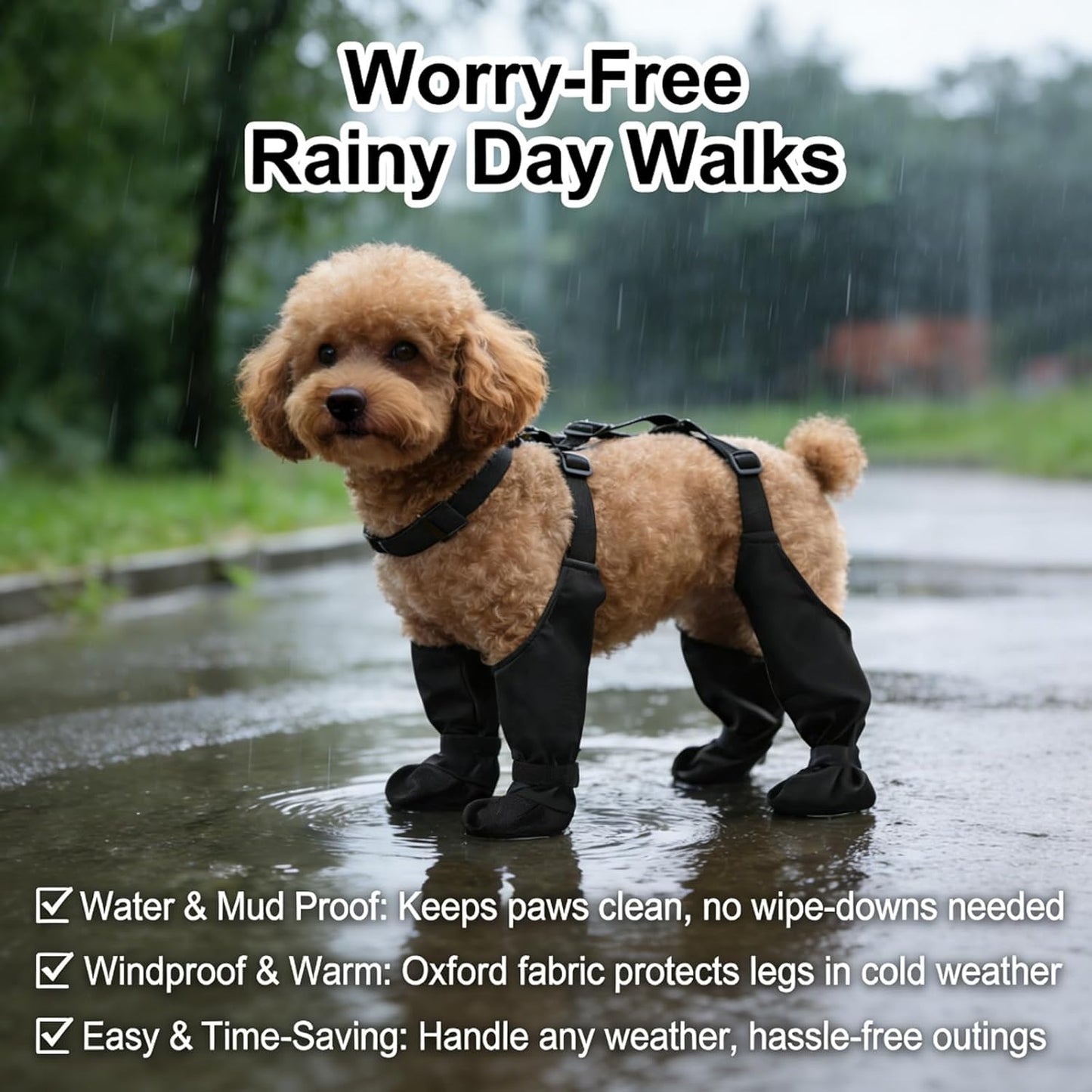 Waterproof Dog Boots,Dog Paw Protector for Small Medium Dogs,Adjustable Boots Pet Shoes for Outdoor Walking Soft Shoes Pets Paws Protector for Injured Paw Stop Licking Outdoor Walking (S)   |FREE SHIPPING