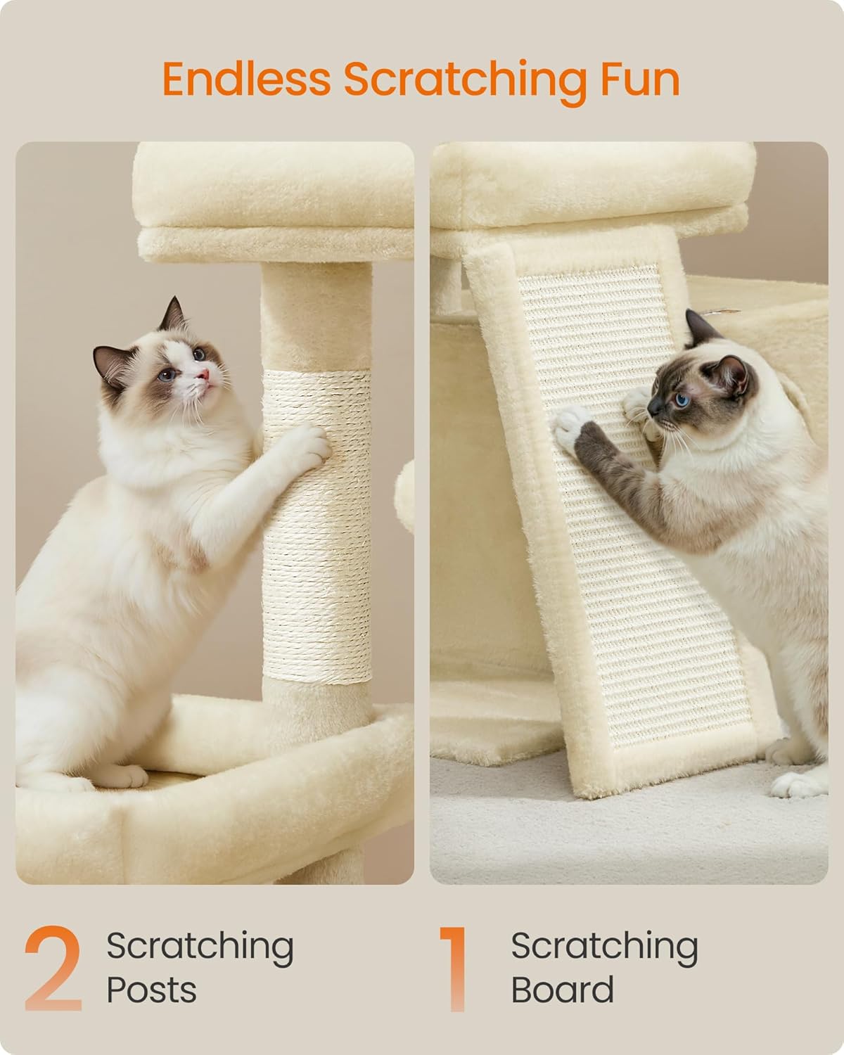 Cat Tree Tower Condo with 2 Beds, Scratching Posts and Ramp, for Small and Medium Cats   | FREE SIPPING    |