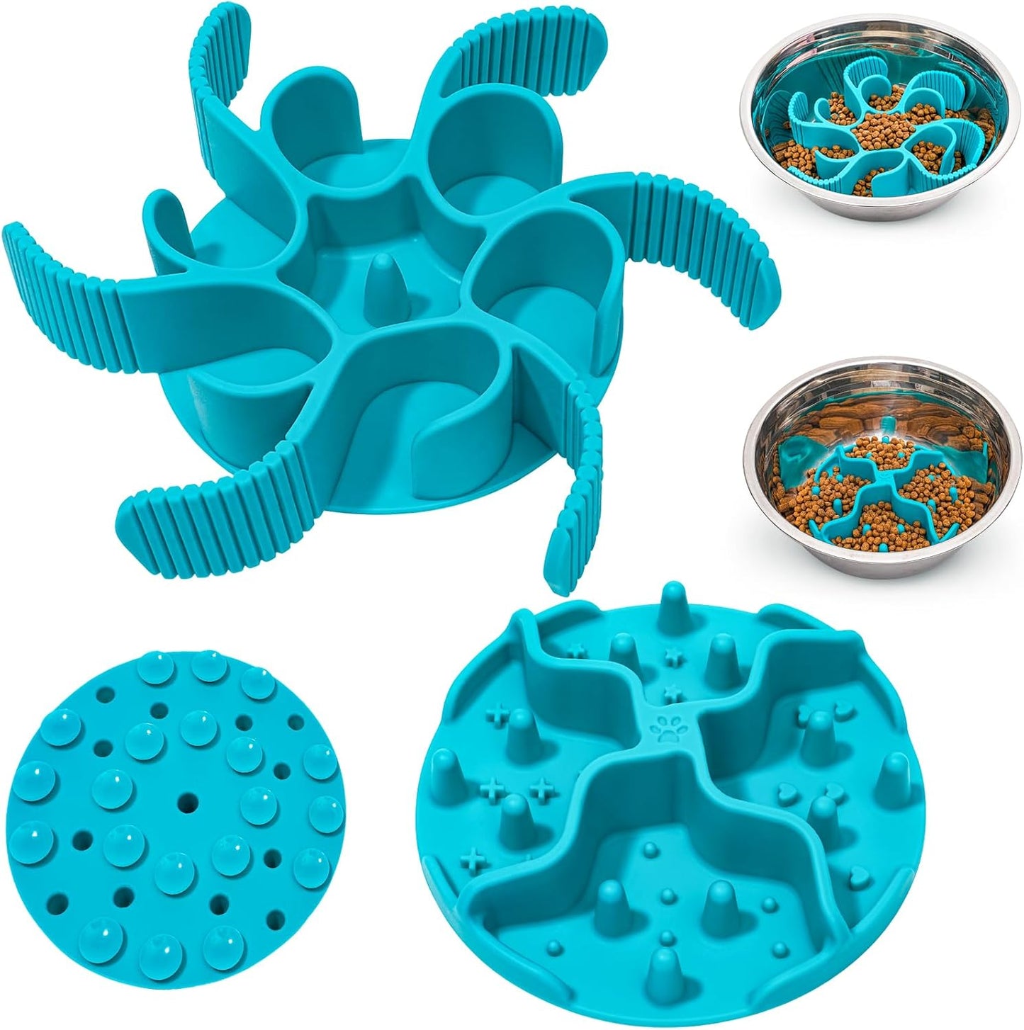 silicone slow feeder insert 2 pack suction dog bowl wet dry food 4.7-7 inch UK Happy Furry