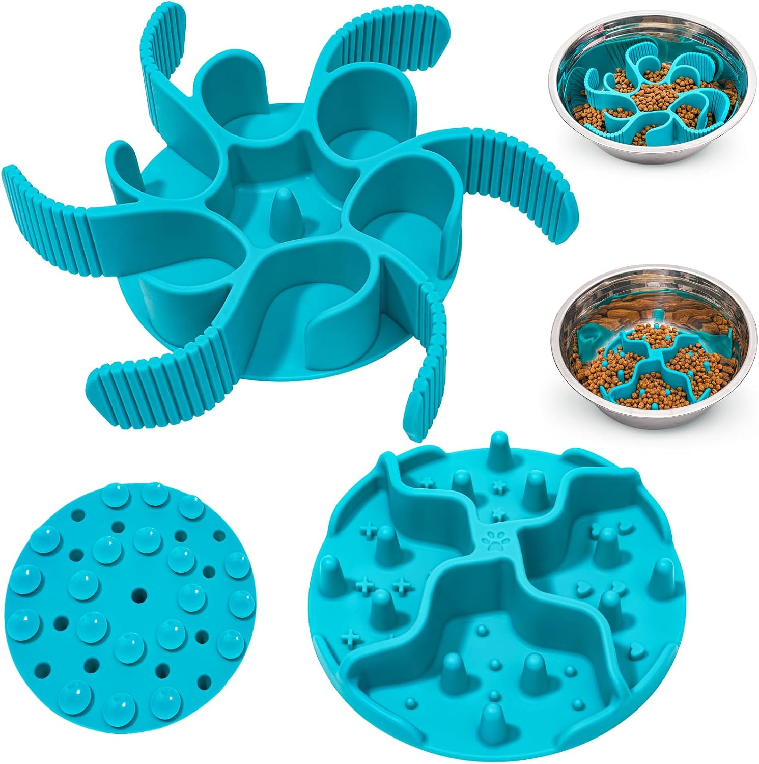 silicone slow feeder insert 2 pack suction dog bowl wet dry food 4.7-7 inch UK Happy Furry