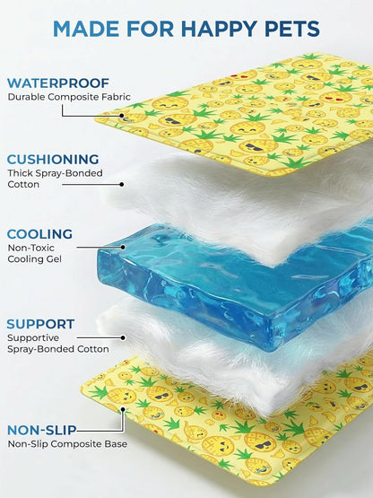 Dog Cool Mat, Dogs Self Cooling Gel Mat Pads Pet Cool Beds (Medium (50x65cm), pineapple cooling mat)   | FREE SHIPPING