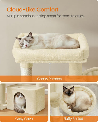 Cat Tree Tower Condo with 2 Beds, Scratching Posts and Ramp, for Small and Medium Cats   | FREE SIPPING    |