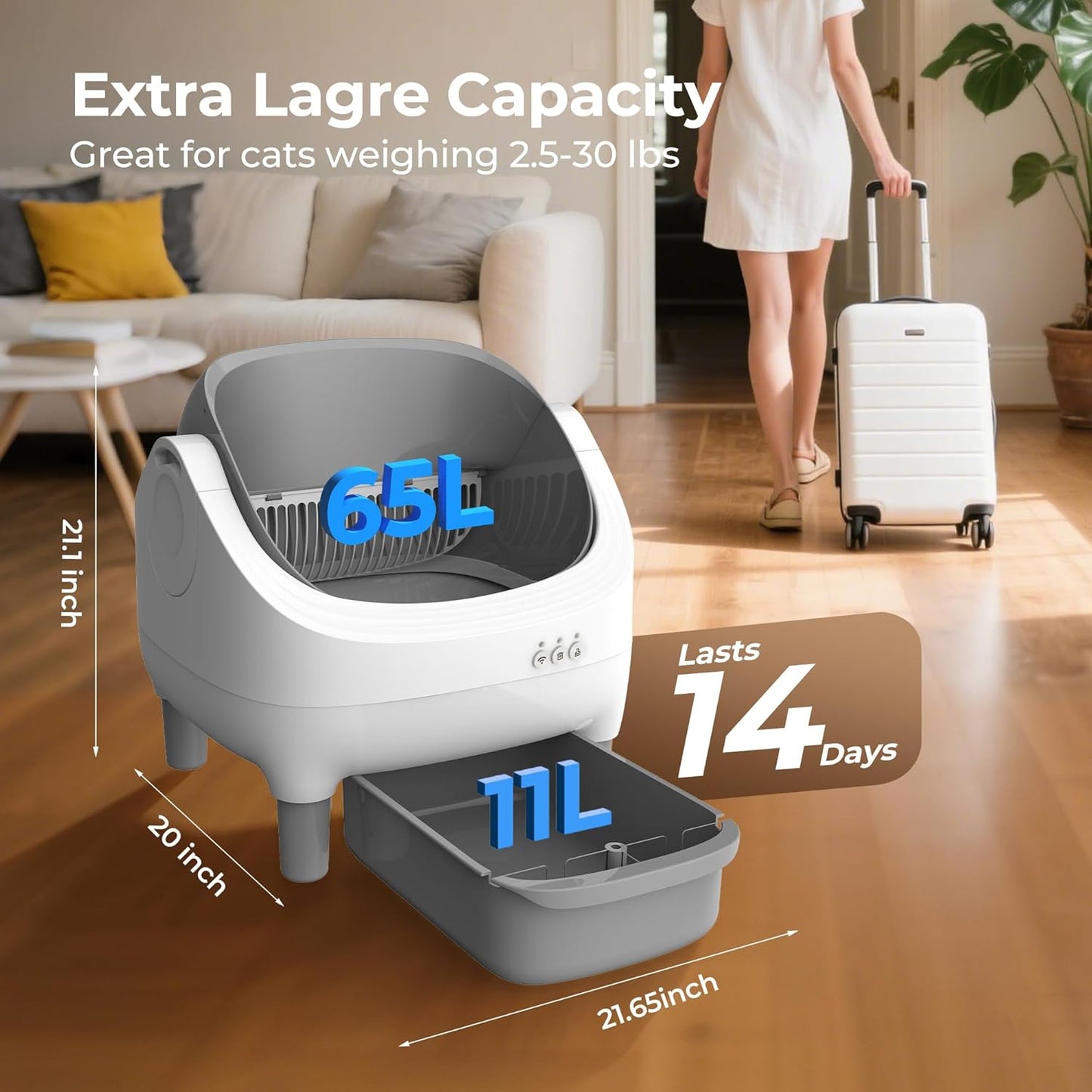 Open-top automatic cat litter box