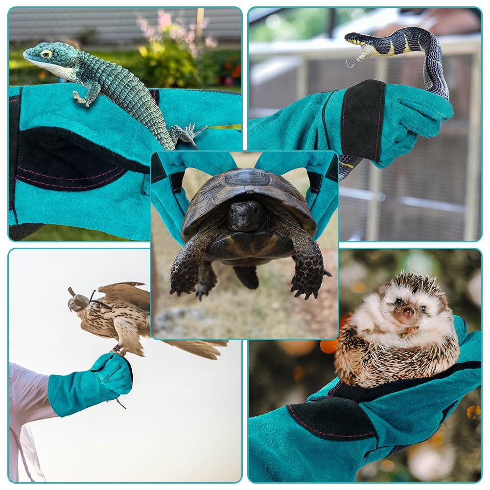 Animal Handling Gloves Bite Proof, 60cm Leather Anti Bite Gloves Full Arm Protective, Anti Scratch Cut Gauntlet for Animal Grooming Bathing Dogs Cats Hamster Parrot