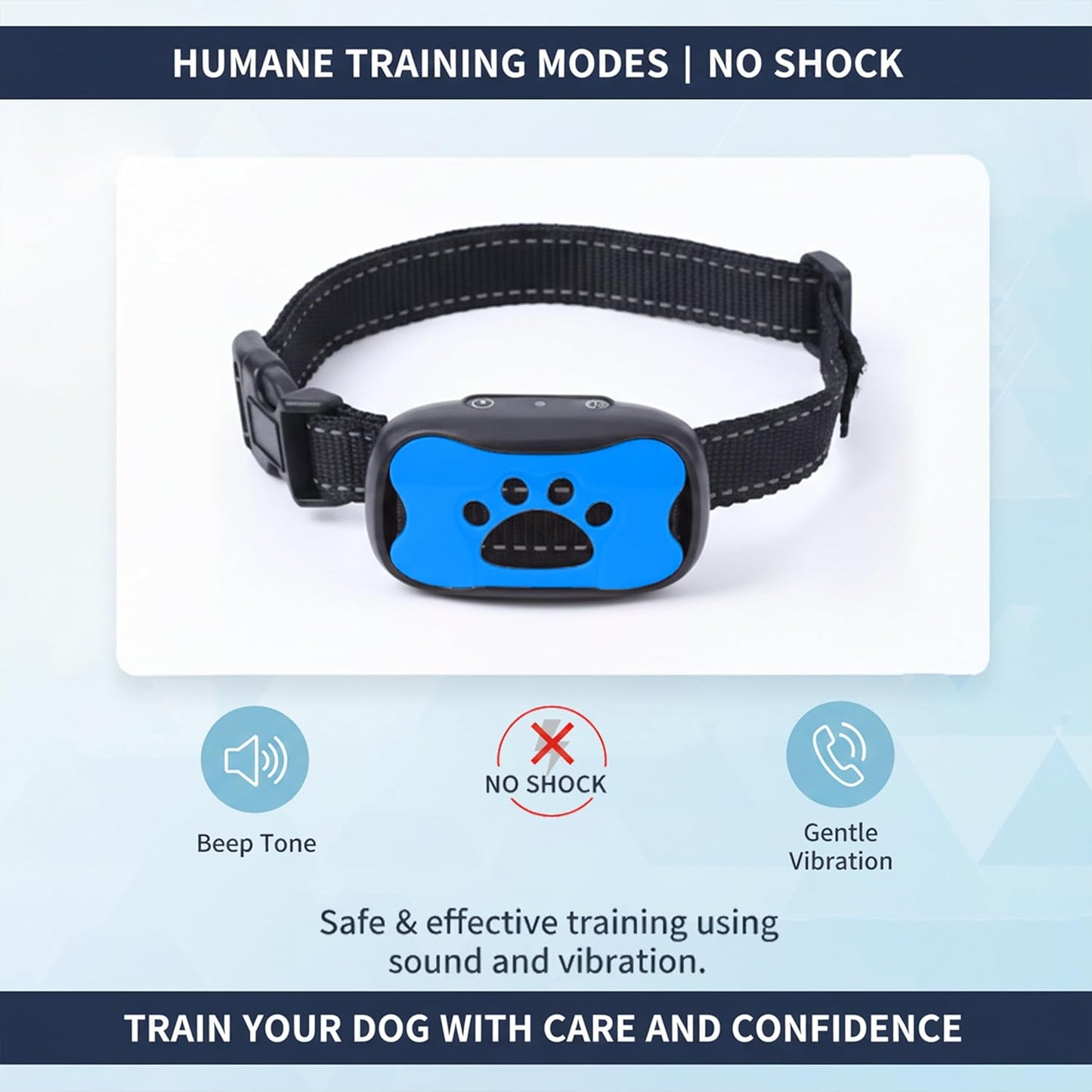 Adjustable Anti Bark Collar for Dogs Rechargeable No Shock Collar for Dogs with 7 Progressive Correction Levels, 3 Training Modes, Smart Waterproof Barking Deterrent for Small to Large Dogs