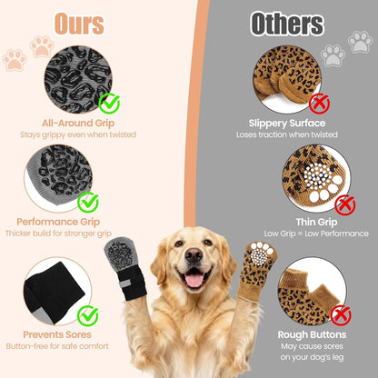 Anti Slip Dog Socks Paws Stop Licking, 2 Pairs Dog Boots Protector Socks with Adjustable Strap, Breathable Cotton Dogs Boot Shoes, Protect Injured Paws, Ideal for Indoor Outdoor Hardwood Tile Floors   | FREE SHIPPING