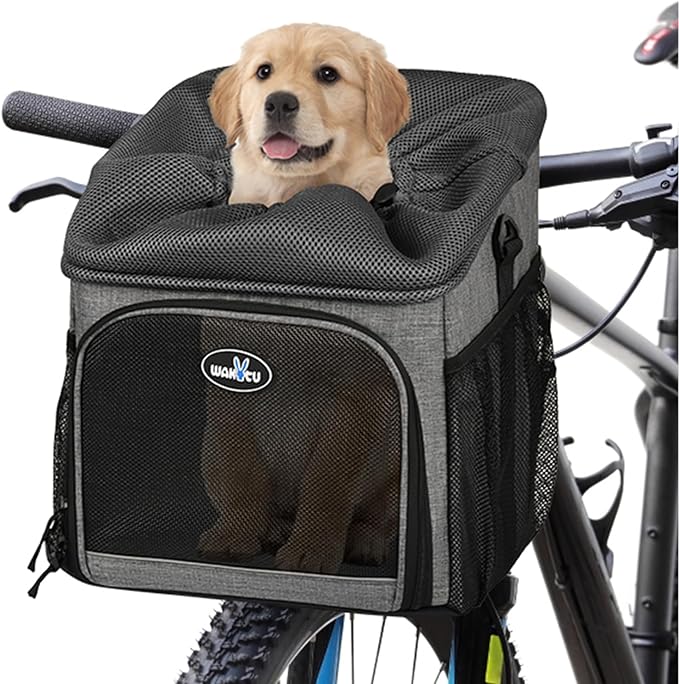 Pet Bicycle Carrier Backpack Dog Bike Basket Carrier Foldable Removable Max Bearing Weight: 2.0KG
