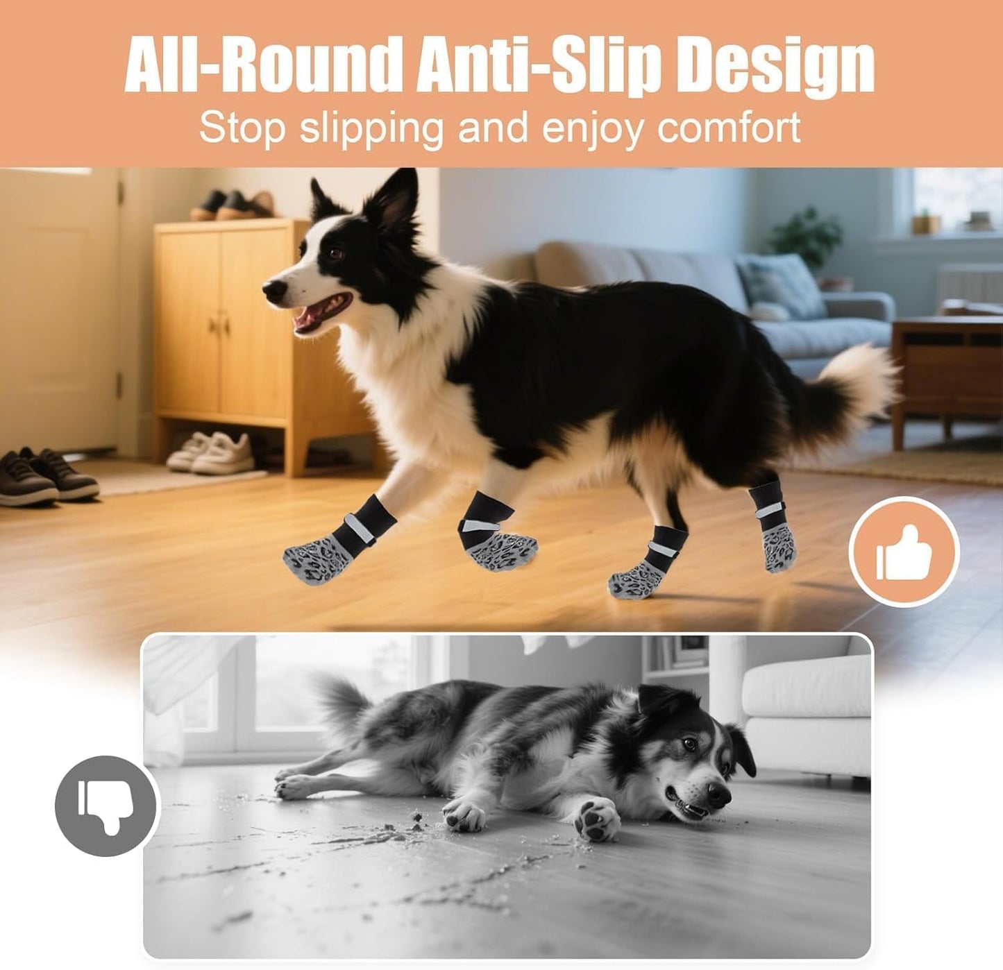 Anti Slip Dog Socks Paws Stop Licking, 2 Pairs Dog Boots Protector Socks with Adjustable Strap, Breathable Cotton Dogs Boot Shoes, Protect Injured Paws, Ideal for Indoor Outdoor Hardwood Tile Floors   | FREE SHIPPING